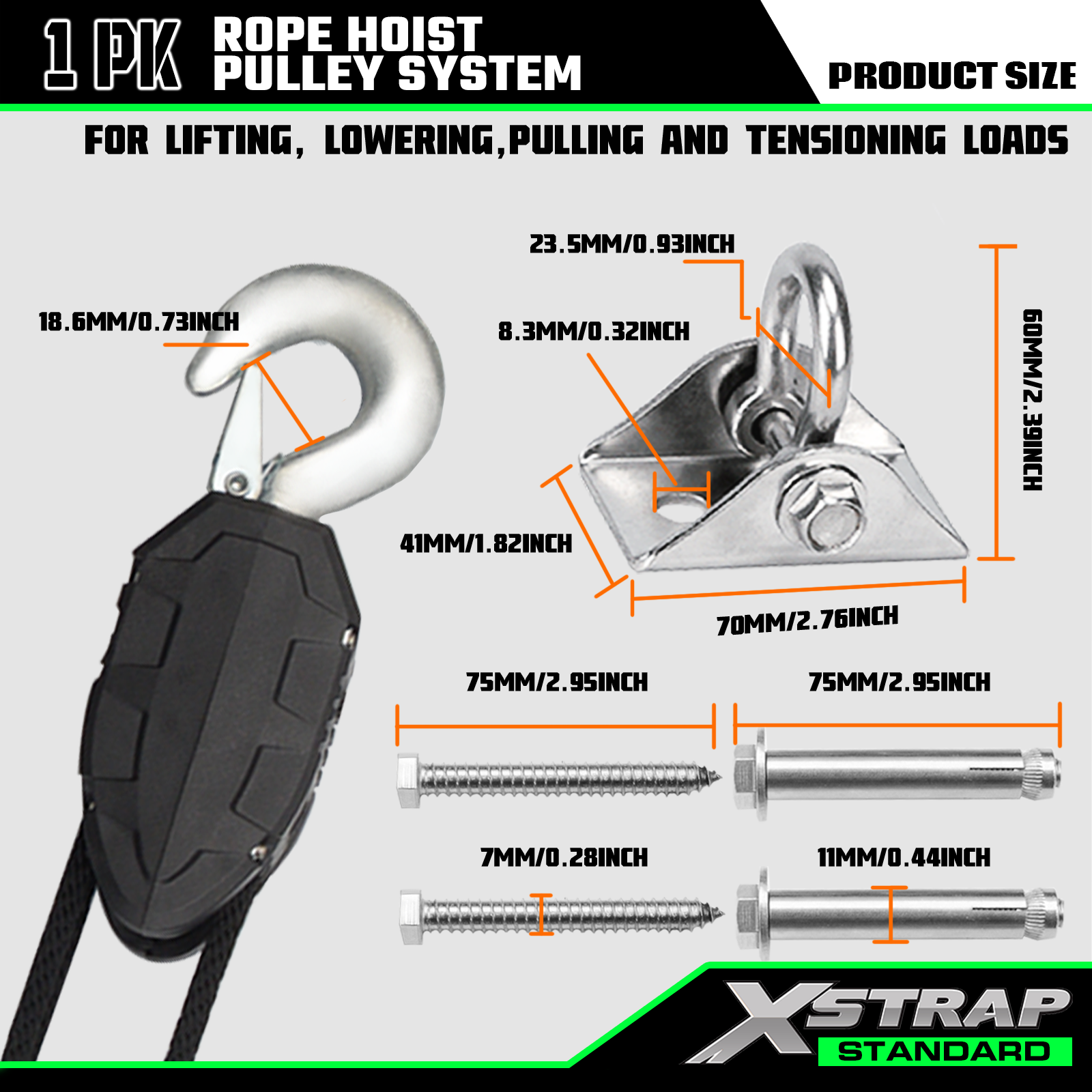 Córas ulóige Ardaitheoir Rópa Xstrap AHLT0005 50 troigh 1000LB