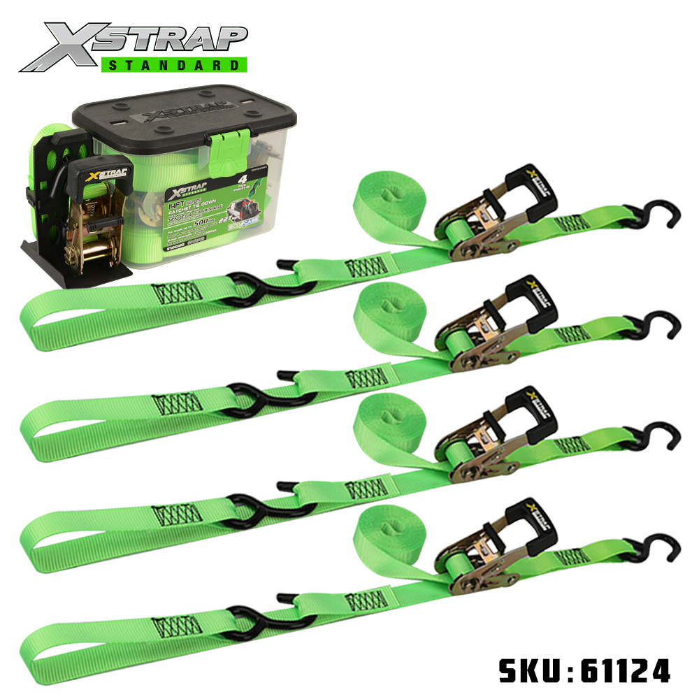 Strapaí Ceangail Síos Xstrap 61124 1” x 14’ 4PK le Lúb Bog 500lb SWL