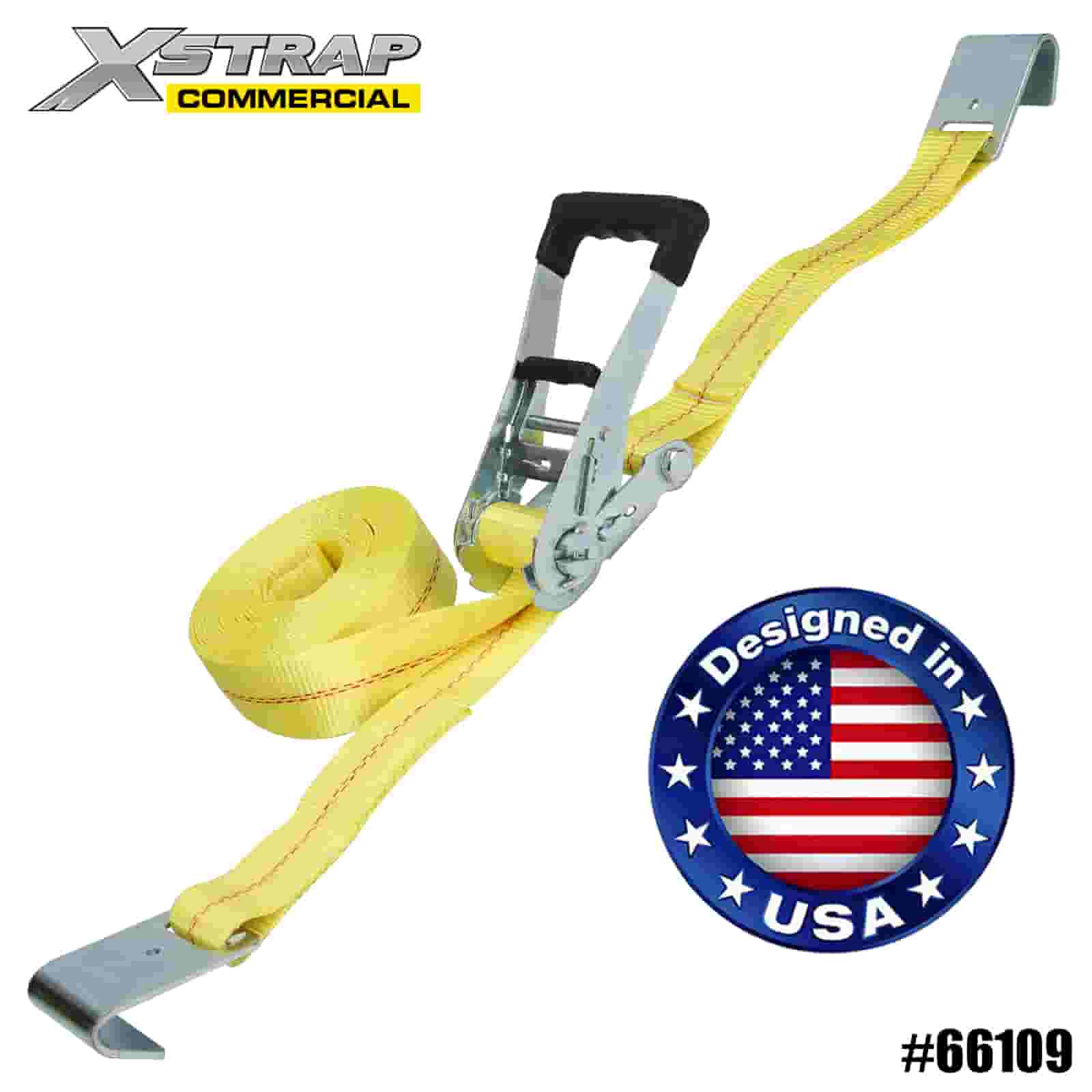 Xstrap 66109 2” x 27’ Ratchet Ceangail Síos le Hooks Maol 3333lb SWL