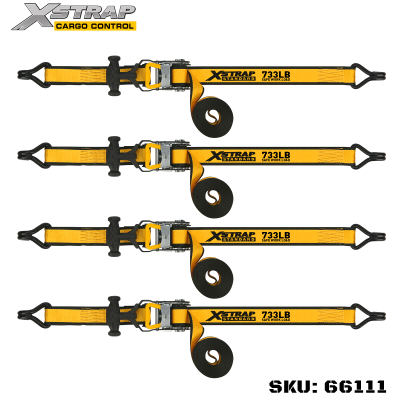 Xstrap 66111 1-1/2” x 16’ 4PK T Láimhseáil Ratchet Ceangail Síos 1100lb SWL