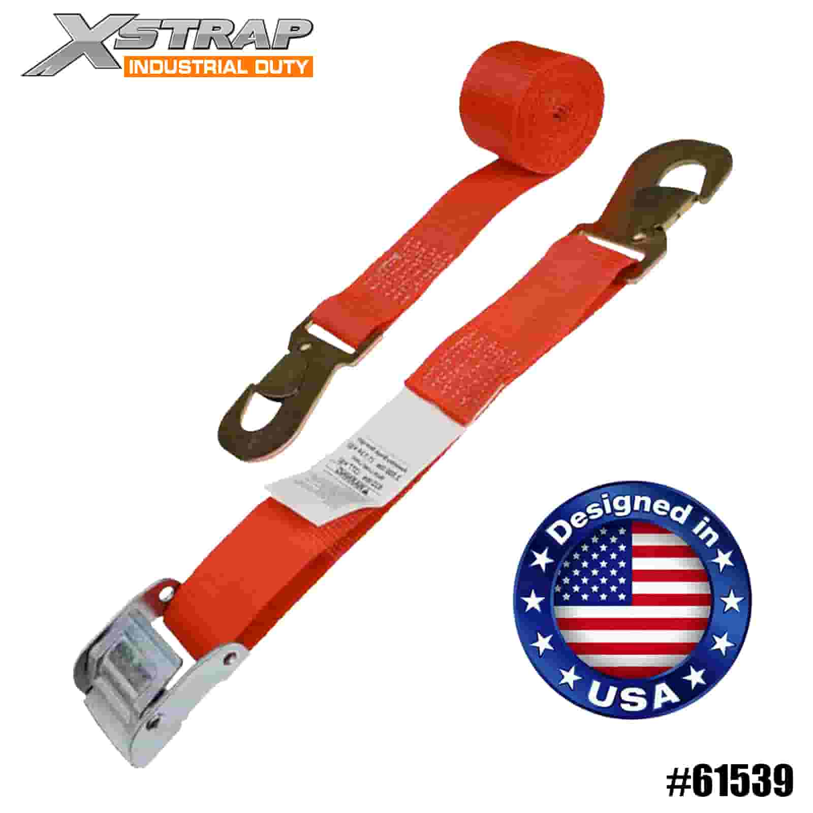 Strap búcla Cam Gluaisrothar Xstrap 61539 2” x 8’ 4PK le Hook Snap Maol 400lb SWL
