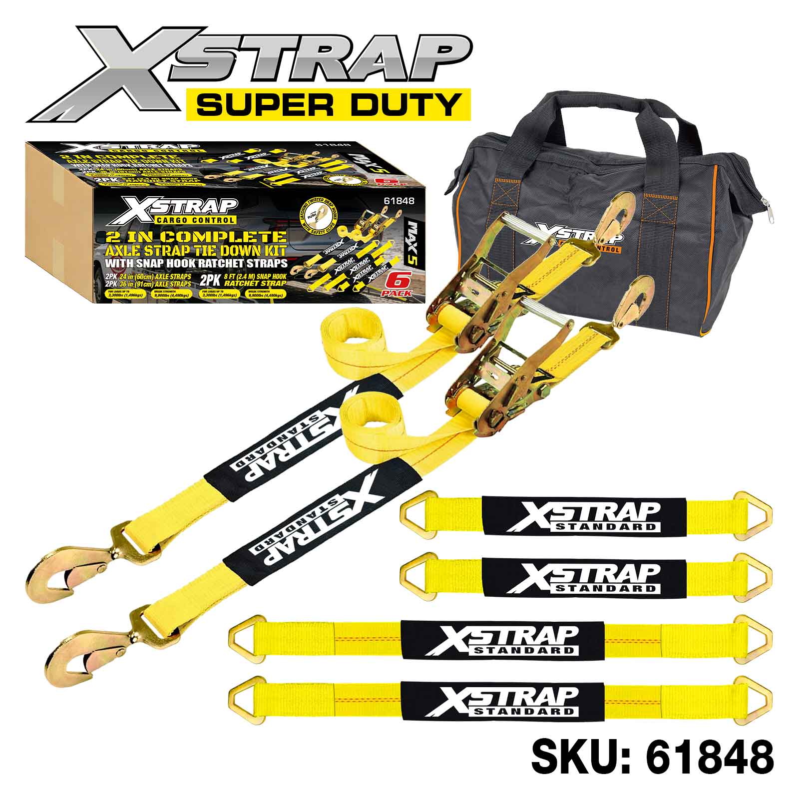 Xstrap 61848 6PK 2 Orlach Críochnaithe Alex Strap Kit Ceangail Síos 3,300lb SWL