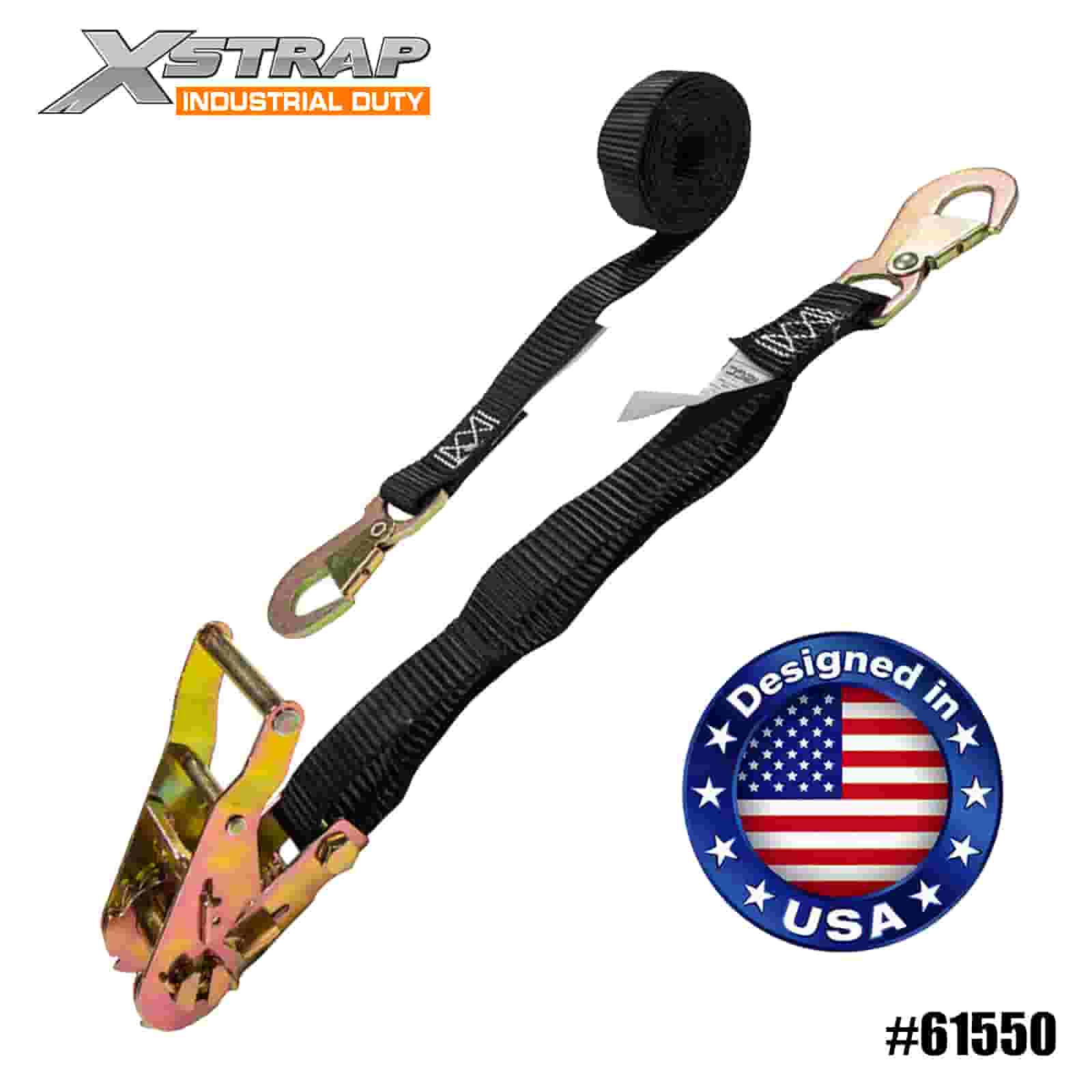 Strap Ratchet Xstrap 61550 1” x 15’ ATV & AUV le Hooks Maol Snap 1000lb SWL