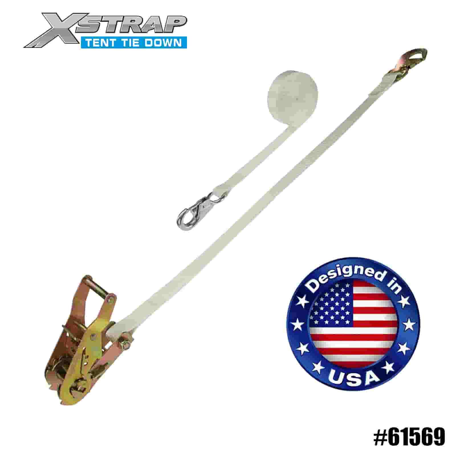 Xstrap 61569 4PK 1” x 12’ Strap Ratchet Phuball Bán le Hook Snap Srón Tarbh agus Hook Maol 1100lb SWL