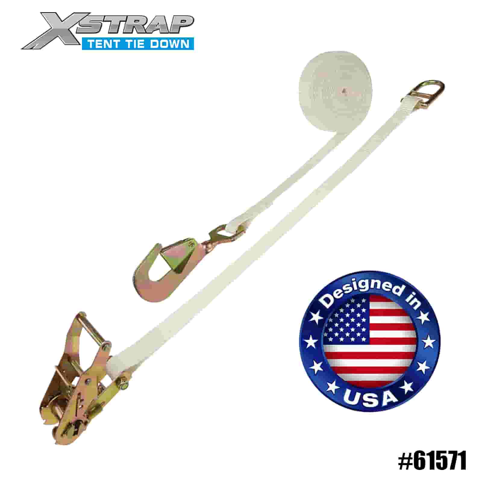 Strap Rachet Xstrap 61571 4PK 1” x 15’ Bán Phuball le Hook Snap Twisted agus Fáinne D Dúbailte 1100lb SWL